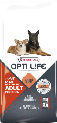 Сухой корм для собак Opti Life Adult Digestion Medium & Maxi с ягненком и рисом / 431133 (12.5кг) - фото 1 - id-p225859323