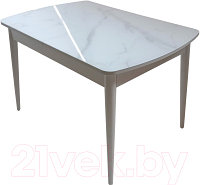 Обеденный стол Васанти Плюс БРФ 100/132x60/1Р (белый мрамор мателак/опоры белые)