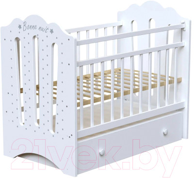 Детская кроватка VDK Bonne маятник и ящик (белый) - фото 1 - id-p225858342