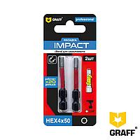 Бита GRAFF Impact HEX 4x50 мм, 2 шт в блистере, Expert