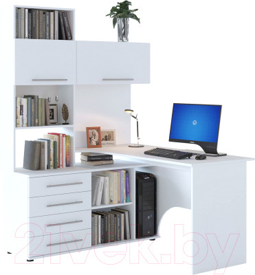 Компьютерный стол Сокол-Мебель КСТ-14 (левый, белый) - фото 1 - id-p225843250