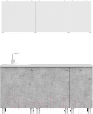 Готовая кухня NN мебель КГ-1 1600 (белый/белый/цемент светлый/антарес) - фото 1 - id-p225887810