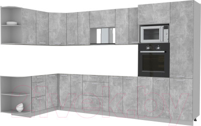 Готовая кухня Интерлиния Мила Лайт 1.68x3.4 левая без столешницы (бетон/бетон) - фото 1 - id-p225838299