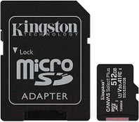 Карта памяти Kingston MicroSDXC Canvas Select Plus 100R Class 10 UHS-I U3 SDCS2/512GB (с адаптером)