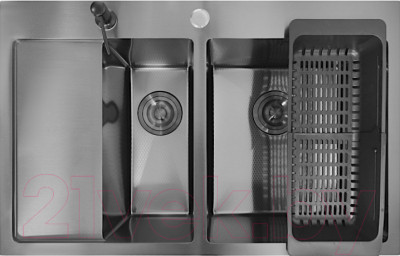 Мойка кухонная STELLAR Decor S7850NB-2R-D (нано черный) - фото 1 - id-p225844352