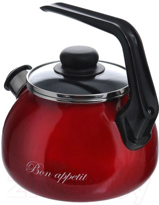 Чайник со свистком СтальЭмаль Bon appetit 1RA12 (вишневый) - фото 1 - id-p225881563