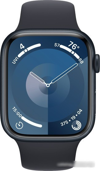 Умные часы Apple Watch Series 9 45 мм (алюминиевый корпус, полуночный/полуночный, спортивный силиконовый - фото 2 - id-p225885316