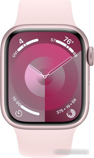 Умные часы Apple Watch Series 9 41 мм (алюминиевый корпус, розовый/розовый, спортивный силиконовый ремешок - фото 2 - id-p225885317
