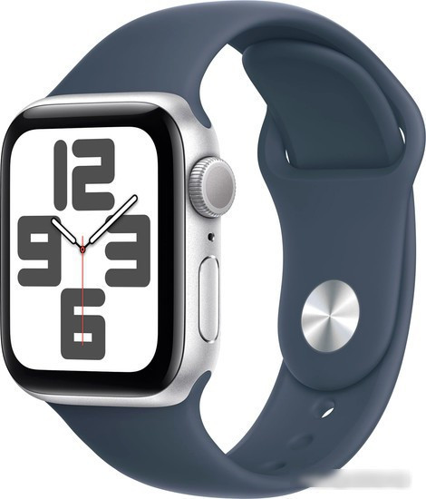 Умные часы Apple Watch SE 2 40 мм (алюминиевый корпус, серебристый/грозовой синий, спортивный силиконовый - фото 1 - id-p225885324