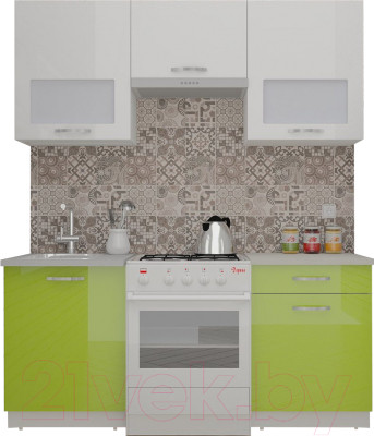 Готовая кухня ВерсоМебель ЭкоЛайт-6 1.8 (белый/лайм яркий) - фото 1 - id-p225839462