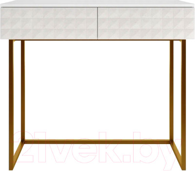 Консольный столик Shtabe Simple 7011 эко (травертин/белый/золото) - фото 1 - id-p225847484