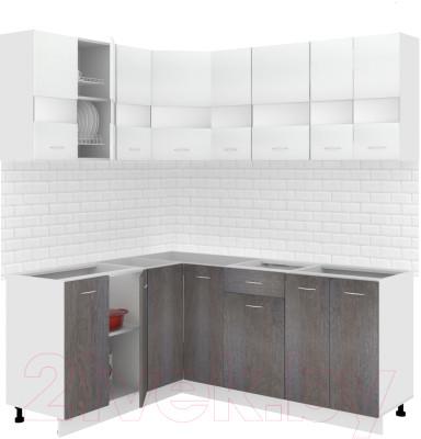 Готовая кухня Кортекс-мебель Корнелия Экстра 1.5x1.9 без столешницы (белый/береза) - фото 1 - id-p225886996