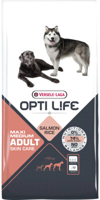 Сухой корм для собак Opti Life Adult Scin Care Medium&Max с лососем и рисом / 431147 (12.5кг) - фото 1 - id-p225858534