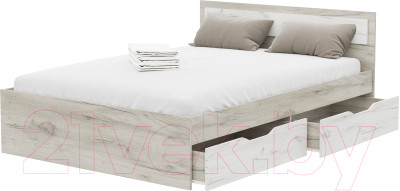 Полуторная кровать Стендмебель Гармония КР-605 140x200 (дуб крафт белый/дуб крафт серый) - фото 1 - id-p225851549