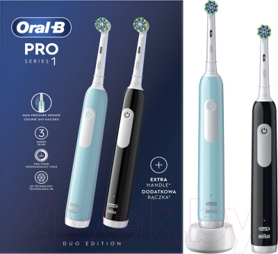 Набор электрических зубных щеток Oral-B Pro 1 (черный, синий) - фото 1 - id-p225853587