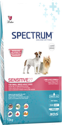 Сухой корм для собак Spectrum Sensitive27 для взрослых мини и мелких пород с ягненком и рисом (12кг) - фото 1 - id-p225859644