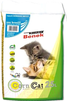 Наполнитель для туалета Super Benek Corn Cat Морской бриз (25л/15.7кг) - фото 1 - id-p225884787