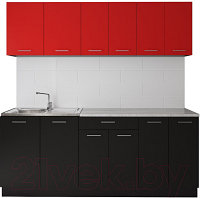 Готовая кухня Артём-Мебель Лана без стекла ДСП 2.4 (красный/черный)