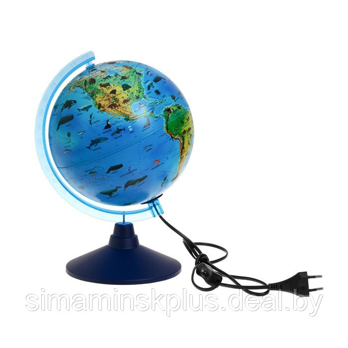 Глобус зоогеографический "Глобен", интерактивный, диаметр 210 мм, с подсветкой, с очками - фото 1 - id-p225902328