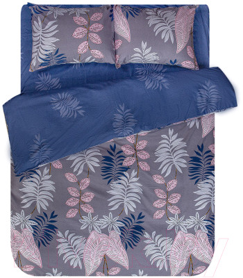 Комплект постельного белья Amore Mio Сатин Forest Евро / 53457 (серый/синий/розовый) - фото 1 - id-p225862791