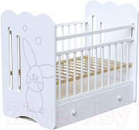 Детская кроватка VDK Sweet Rabbit маятник-ящик (белый)