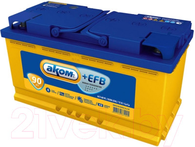 Автомобильный аккумулятор AKOM 6СТ-90 Евро+EFB (90 А/ч) - фото 1 - id-p225888073