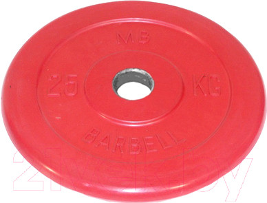 Диск для штанги MB Barbell d51мм 25кг (красный) - фото 1 - id-p225849636