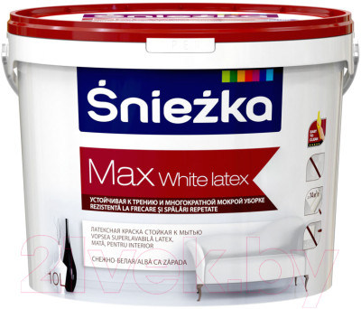Краска Sniezka Max White Latex (10л, белый) - фото 1 - id-p225891956