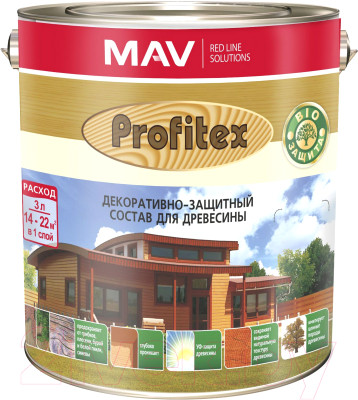 Защитно-декоративный состав MAV Profitex (10л, сосна) - фото 1 - id-p225891959