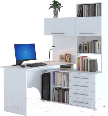 Компьютерный стол Сокол-Мебель КСТ-14 (правый, белый) - фото 1 - id-p225843564
