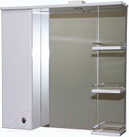 Шкаф с зеркалом для ванной СанитаМебель Камелия-12.85 Д2 (левый, белый)