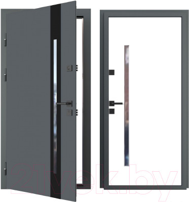 Входная дверь Guard Inox Black 2 96x205 (левая, Ral 7016/экосатин белый) - фото 1 - id-p225886163