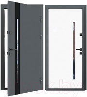 Входная дверь Guard Inox Black 2 96x205 (правая, Ral 7016/экосатин белый)