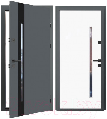 Входная дверь Guard Inox Black 2 96x205 (правая, Ral 7016/экосатин белый) - фото 1 - id-p225886164