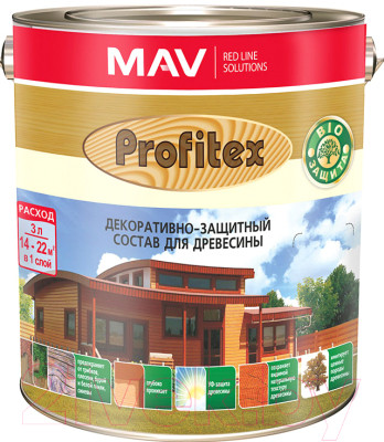 Защитно-декоративный состав MAV Profitex (10л, красное дерево) - фото 1 - id-p225866847