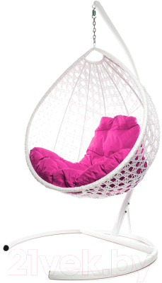 Кресло подвесное M-Group Капля Люкс / 11030108 (белый ротанг/розовая подушка) - фото 1 - id-p225841519