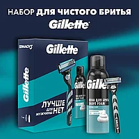 Gillette Подарочный набор мужской: Mach 3 Станок / бритва с 1 сменной кассетой + Пена для бритья Sensitive