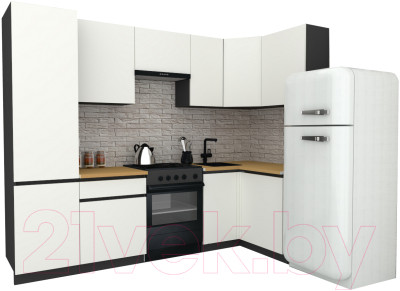 Готовая кухня ВерсоМебель Эко-7 1.2x2.6 правая (белый фасадный/ст.золотистый дуб) - фото 1 - id-p225886199