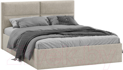 Двуспальная кровать ТриЯ Глосс универсальный тип 1 с ПМ 160x200 (микровелюр Jercy Cream) - фото 1 - id-p225840611