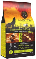 Сухой корм для собак Ambrosia Grain Free для всех пород с индейкой / U/ATD12 (12кг)