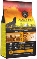 Сухой корм для собак Ambrosia Grain Free для всех пород с курицей и лососем / U/ACS12 (12кг)