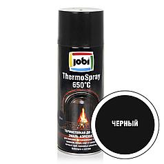 Эмаль термостойкая для каминов и печных труб JOBI ThermoSpray черная (520мл/270гр) до 650°C