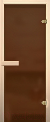Стеклянная дверь для бани/сауны Rich Doors 70x190 6мм 2 петли (бронза матовое, ольха) - фото 1 - id-p225888213