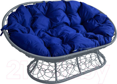 Диван садовый M-Group Мамасан / 12110310 (серый ротанг/синяя подушка) - фото 1 - id-p225843673