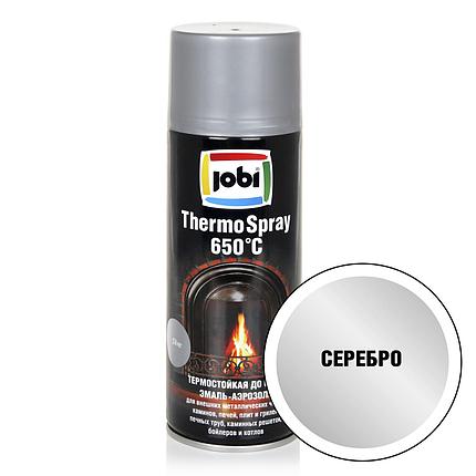 Эмаль термостойкая для каминов и печных труб JOBI ThermoSpray серебро (520мл/270гр) до 650°C, фото 2