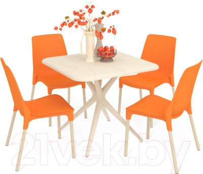 Комплект садовой мебели Sheffilton SHT-DS204 (бежевый/оранжевый/ваниль) - фото 1 - id-p225847757