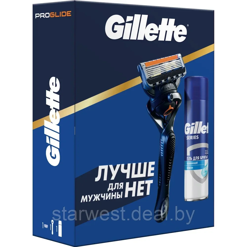 Gillette Подарочный набор мужской: Fusion Proglide Станок / бритва с 1 сменной кассетой + Гель для бритья - фото 2 - id-p225914801