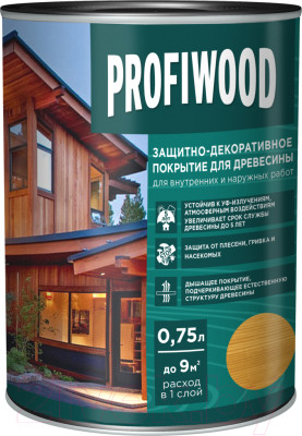 Защитно-декоративный состав Profiwood Для древесины (9л, тик) - фото 1 - id-p225877962