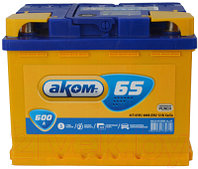 Автомобильный аккумулятор AKOM 6СТ-65VL (65 А/ч)