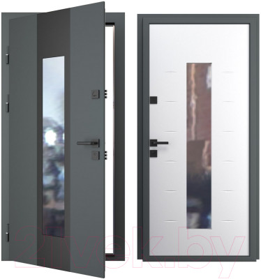 Входная дверь Guard Inox Black 96x205 (левая, графит/экосатин белый) - фото 1 - id-p225886411